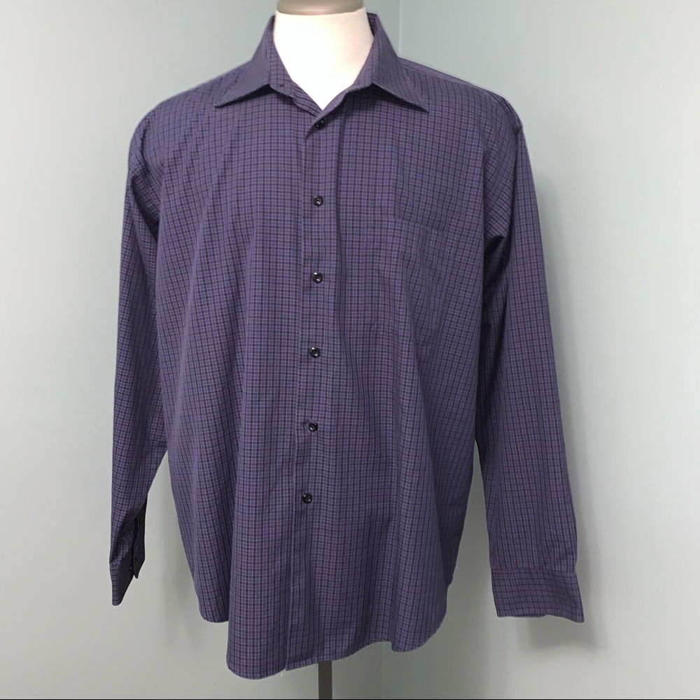 JOSEPH & FEISS long sleeve plaid button down shirt men’s size XL office wear